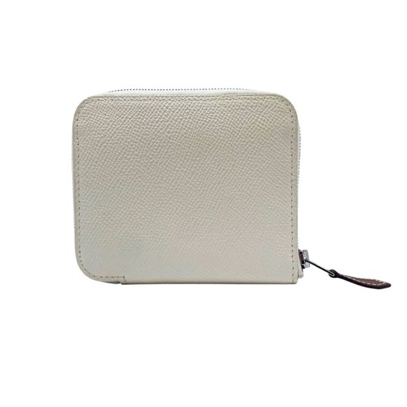 HERMES Azap Compact Epson Cre U Stamp 2022 Wallet Purse Off-White Silkin Wome...